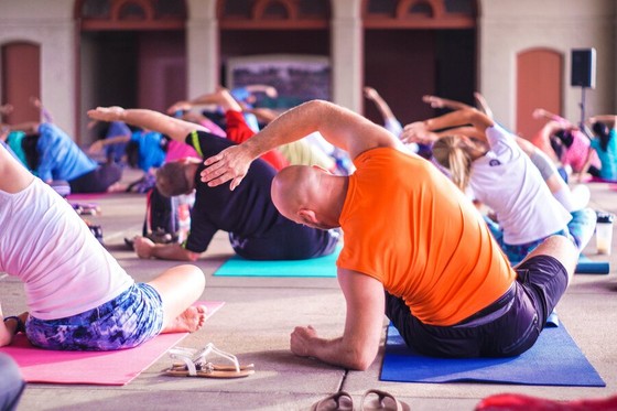 Group Yoga Class on Mats