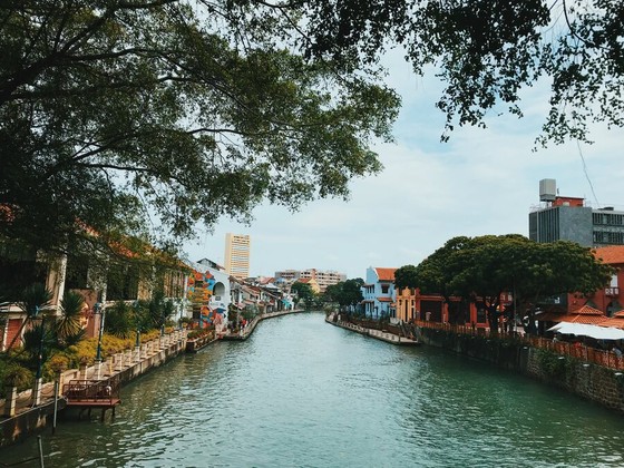 Waterfront Town Along a Tidal River